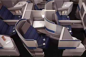 ユナイテッド航空　ビジネスクラス座席